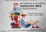 UZAVŘENÍ KNIHOVNY MKS ADAMOV do 21. 8. 2022