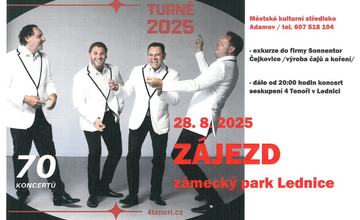 ZÁJEZD NA KONCERT SESKUPENÍ 4TENOŘI + EXURZE V SONNENTOR ČEJKOVICE