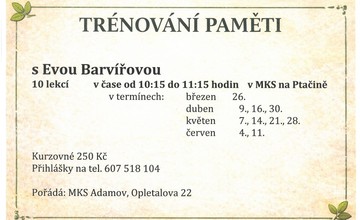 DALŠÍ KURZ TRÉNOVÁNÍ PAMĚTI